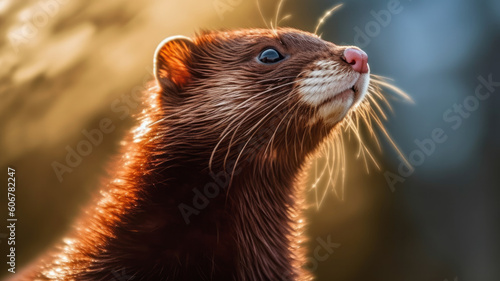 american mink created with Generative AI technology photo