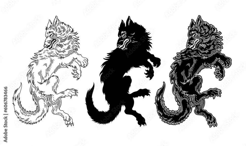 hand drawn line art wolf illustration hand drawn line art wolf illustration