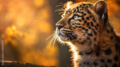 amur leopard created with Generative AI technology photo