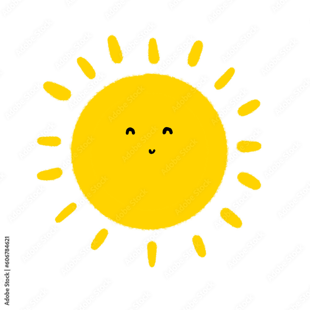 hand drawn yellow smile sun 