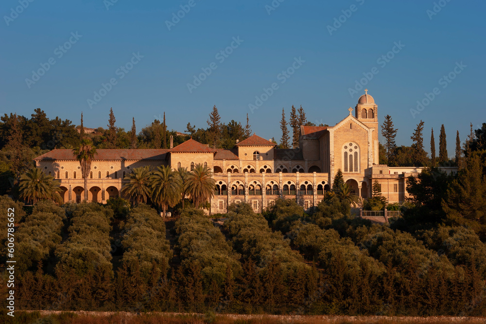 Latrun Monastery - Latrun Abbey at Sunset,  Ayalon Valley, Israel