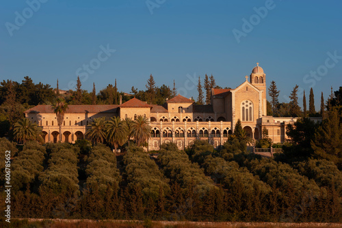 Latrun Monastery - Latrun Abbey at Sunset,  Ayalon Valley, Israel photo