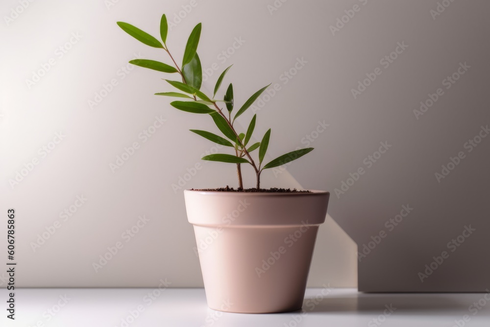 Small plant in a pot, Generative ai Small plant in a pot, Generative ai