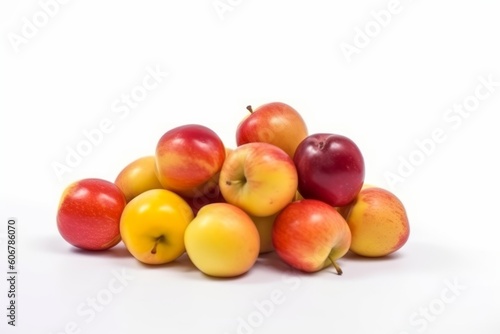 Small apples isolated on white background. Generative ai