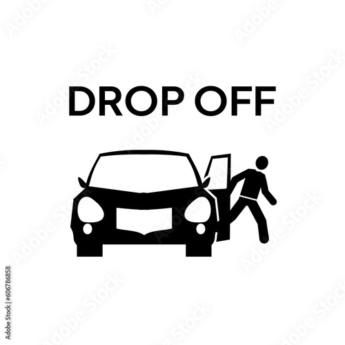 Caution label for no parking.  Label for drop off area.