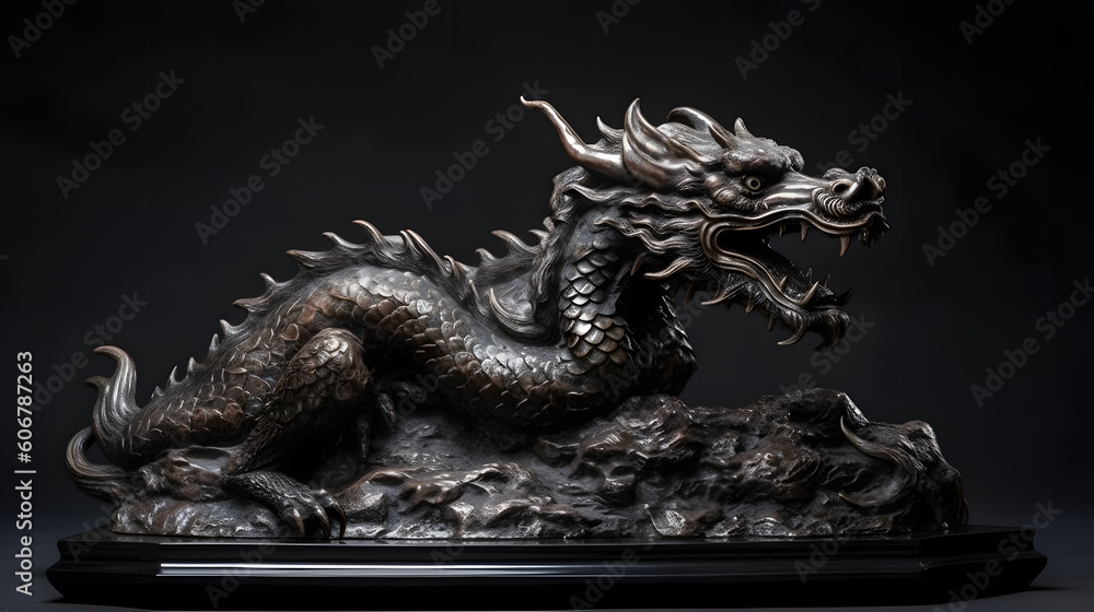 Sculpted Chinese dragon. Generated AI Sculpted Chinese dragon. Generated AI
