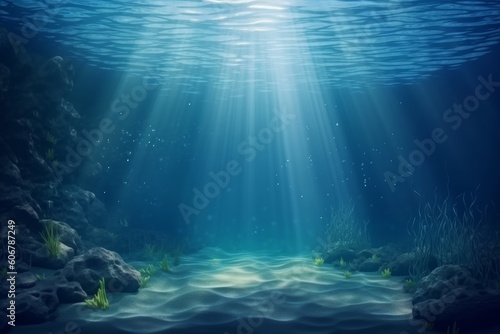 Sea or ocean underwater deep nature background  Generative ai