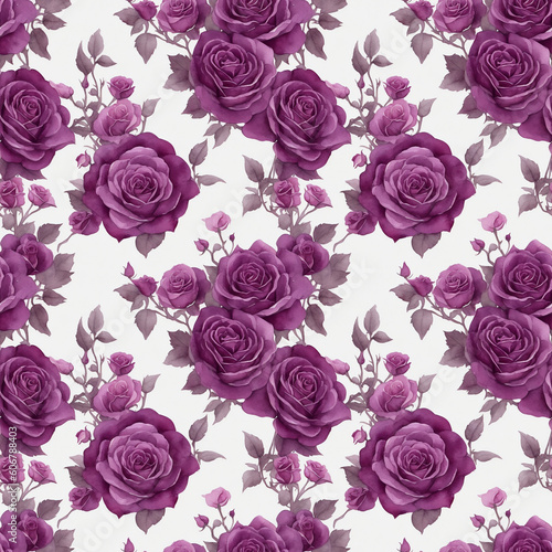 seamless pattern with purple roses