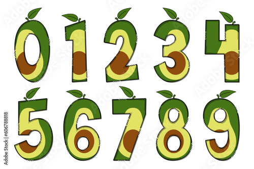 Handcrafted Avocado Letters. Color Creative Art Typographic Design