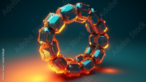 3D render of the benzene ring, emphasizing its symmetrical hexagonal structure. photo