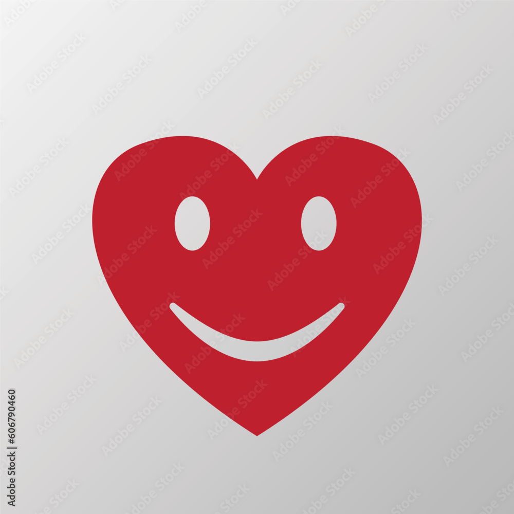 Smiling red heart icon. Flat design style. Made in vector Smiling red heart icon. Flat design style. Made in vector
