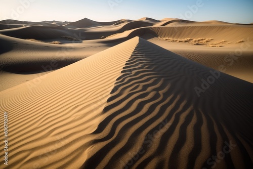 Sand dunes with soft curves and ridges  Generative ai