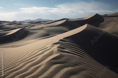 Sand dunes with soft curves and ridges  Generative ai