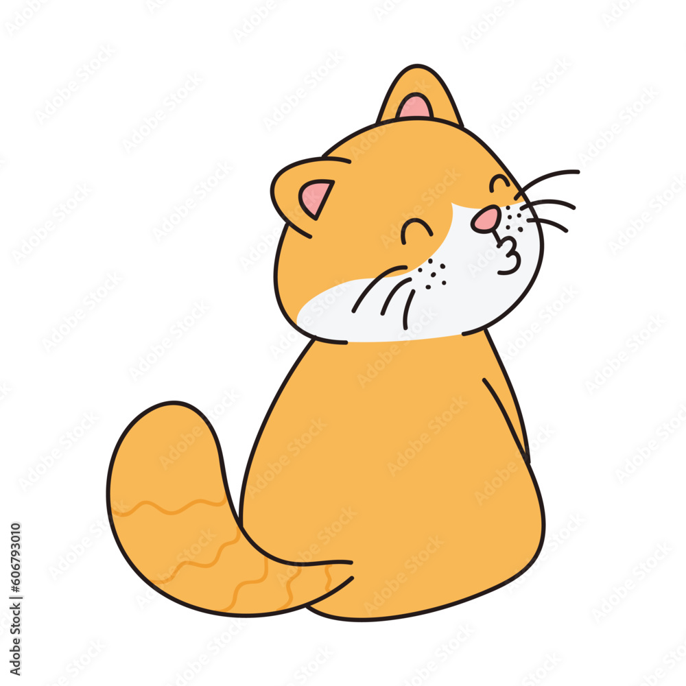 Hand Drawn Cute Cat Sticker Isolated On White Background. Cute Orange Cat Illustration. Cute Cat Kitty, kitten, kawaii, chibi style, emoji, character, sticker, emoticon, smile, emotion, mascot. Hand Drawn Cute Cat Sticker Isolated On White Background. Cute Orange Cat Illustration. Cute Cat Kitty, kitten, kawaii, chibi style, emoji, character, sticker, emoticon, smile, emotion, mascot.
