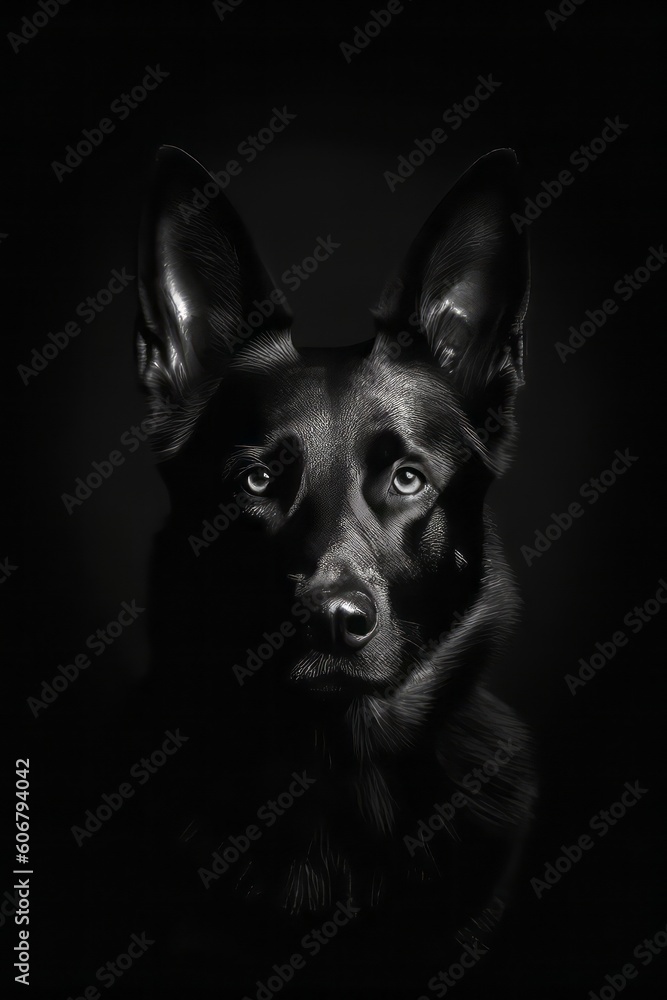German Shepherd Dog Silhouette - Elegance in Black
