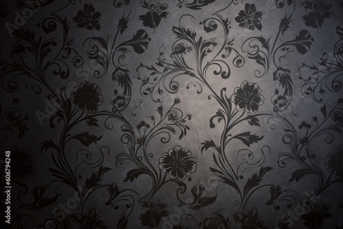 Seamless charcoal small floral elements wallpaper. Generative ai