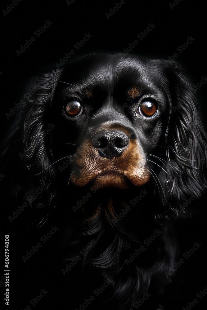 Cavalier King Charle Dog Silhouette - Elegance in Black Cavalier King Charle Dog Silhouette - Elegance in Black