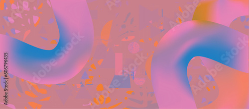 Fuzzy and vague background with abstract and undefined 3d shapes. Blurred forms and cut out contours artwork. Vector illustration. Design template for covers, placards, posters, flyers, presentations