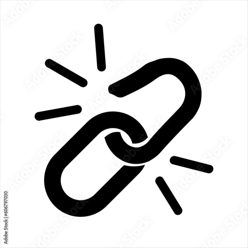 Chain link symbol. Hyperlink icon, A broken link or broken seo backlink. Can be use for web and mobile. Vector illustration on white background
