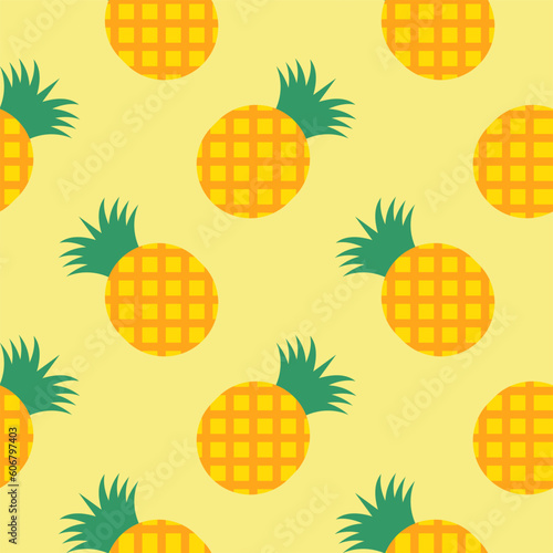 pineapple tropical fruit seamless pattern vector illustration. Symbol of food, sweet, exotic and summer, vitamin, healthy. Nature logo. Flat concept. Design element Vector illustration