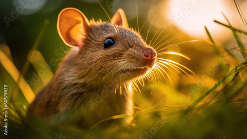 mouse in the grass created with Generative AI technology