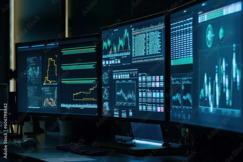Bitcoin Stock trading on monitor screen. Ai generated. Bitcoin Stock trading on monitor screen. Ai generated.