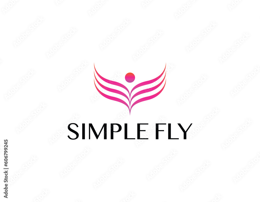 Pink Beauty Wings Business Brand Logo Design Template