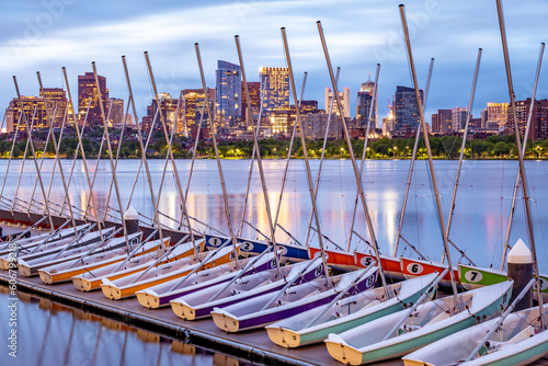 The skyline of Boston in Massachusetts, USA showcasing the architecture of the Back Bay neighborhood. photo