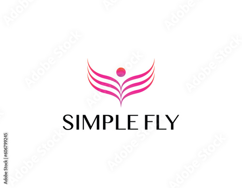 Pink Beauty Wings Business Brand Logo Design Template