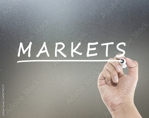 Markets concept with wording on board