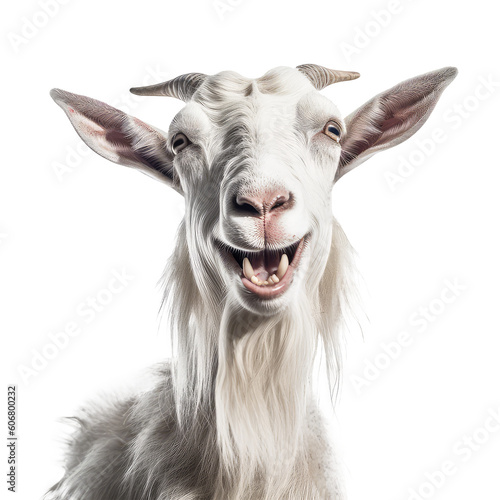 goat with smile face on a transparant background, PNG, Generative Ai © purich