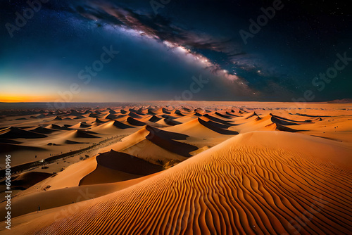 sunrise in the desert  the hills that appear in the desert when the wind is strong  the beautiful sky that has a cosmetic style