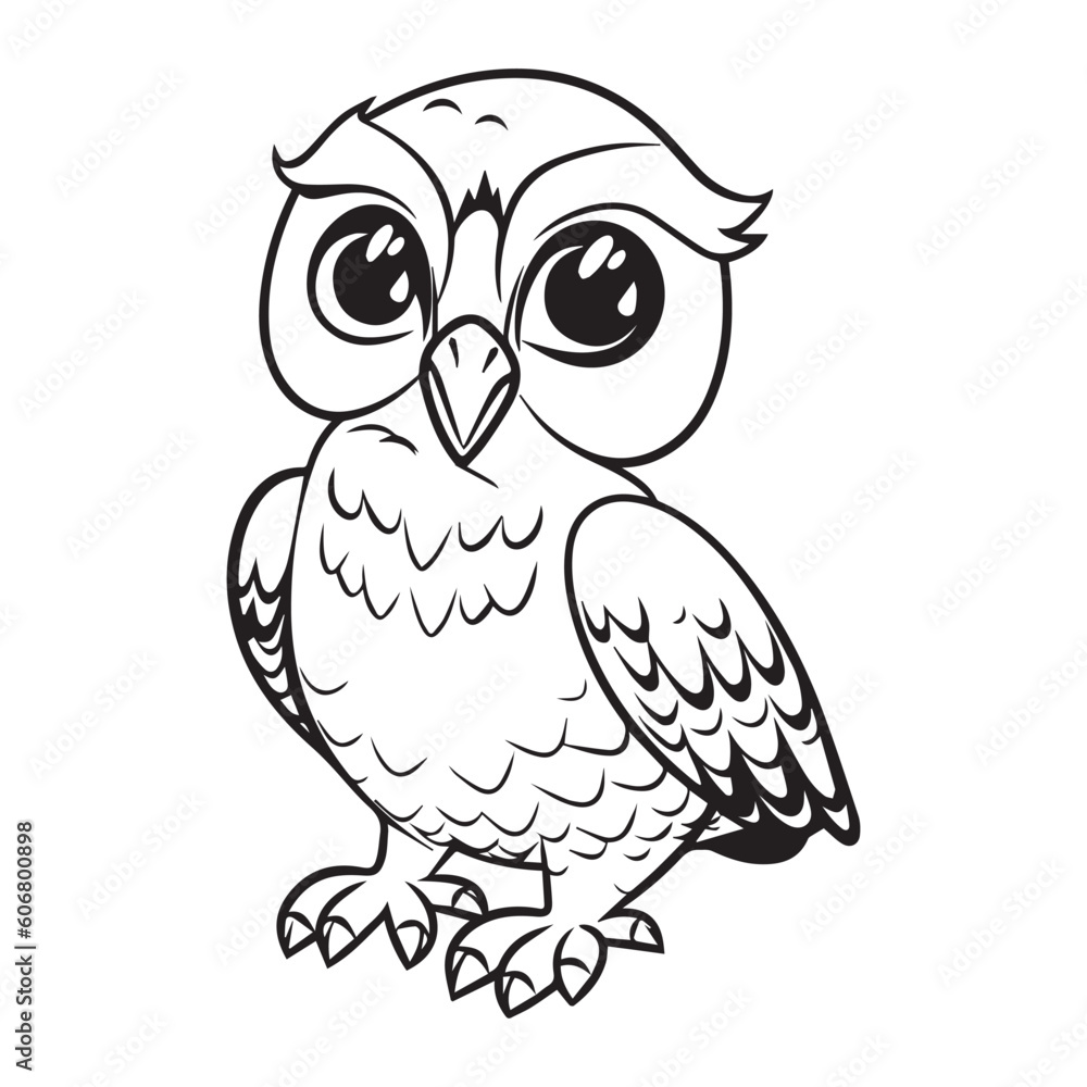 Cute Falcon Coloring Book Cartoon Ilustration-01