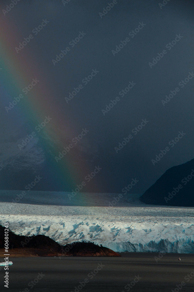 Glacier rainbow at the end of the world. 