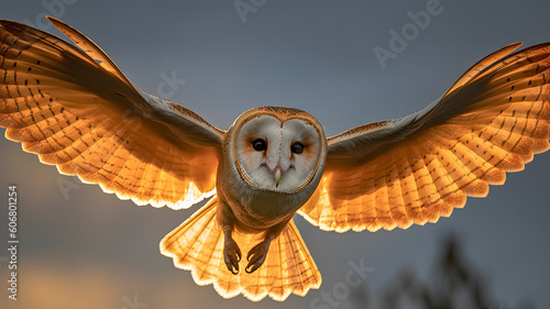 owl in flight created with Generative AI technology
