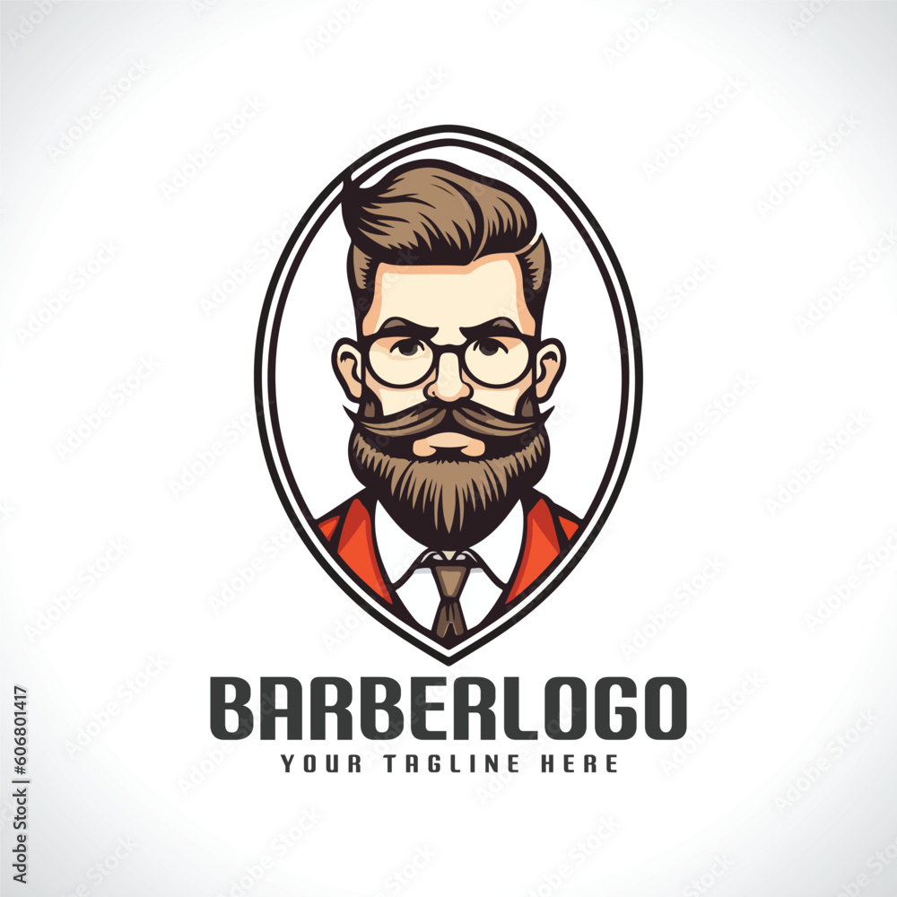 Barber Logo Design Barber Mascot Barber Shop Logo Barber Vector