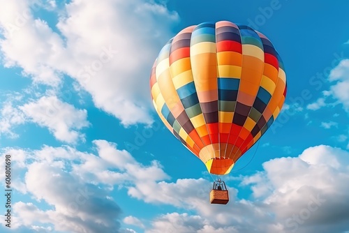 Colorful Hot Air Balloons in Flight, AI Generated