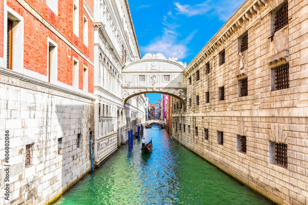 Bridge of Sighs, the most popular place of visit in Venice, Italy