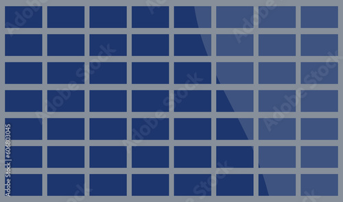 Solar cell panel with shadow. Blue mosaic tile background. Vector illustration in flat style.