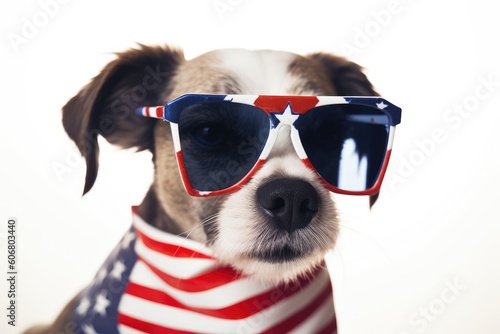 Dog wearing american flight. 4th july, American independence day.