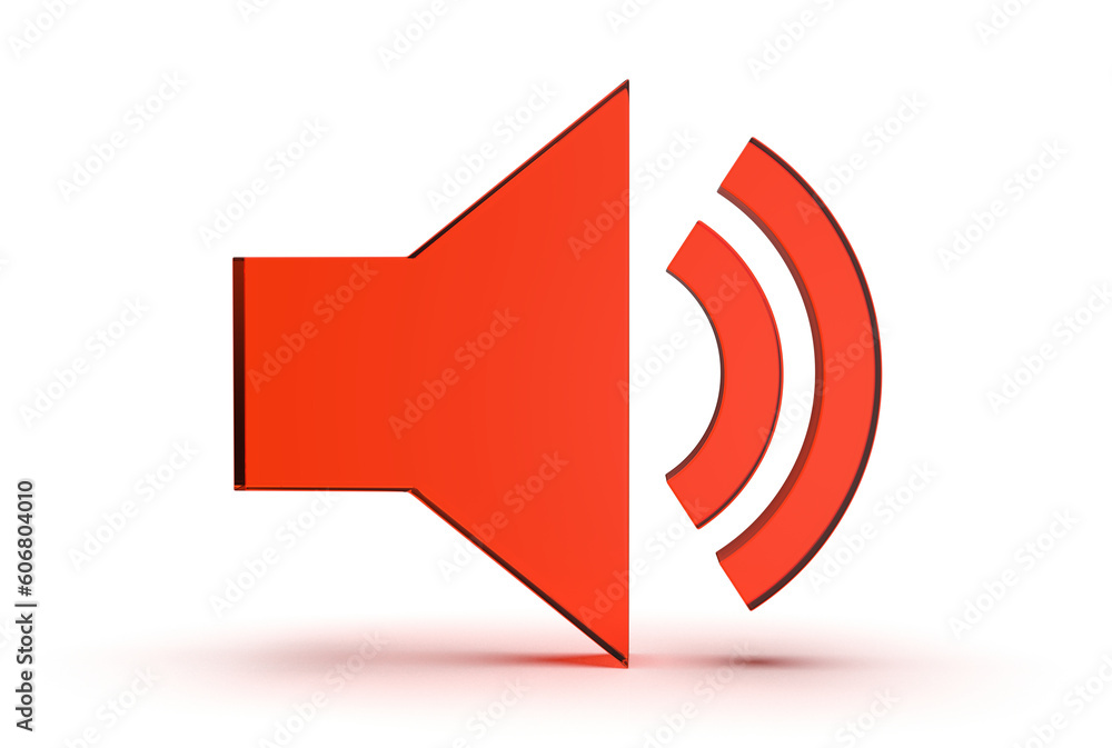 Sound icon 3d rendered isolated on white background with shadow Sound icon 3d rendered isolated on white background with shadow
