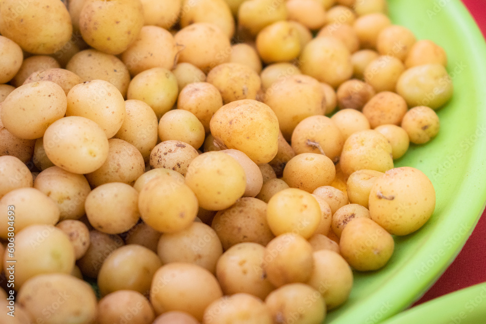 Collection of fresh baby potatoes on a plate. Collection of fresh baby potatoes on a plate.