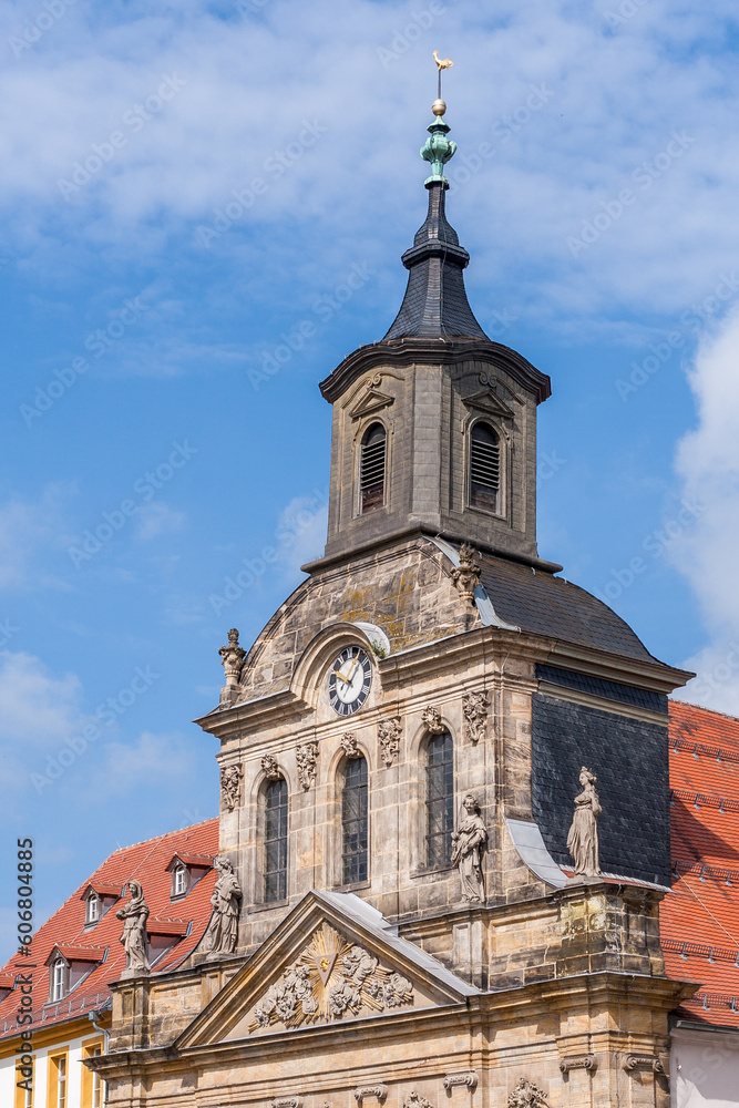 Spitalkirche in der historischen Innenstadt von Bayreuth (Franken, Bayern)