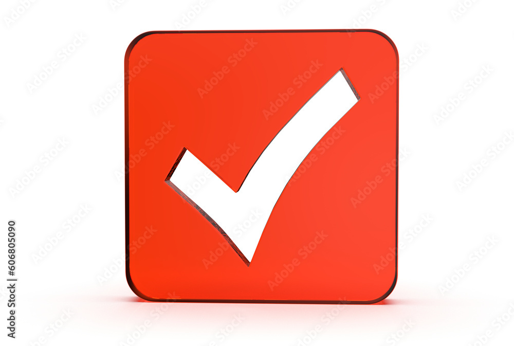 Confirmation icon 3d rendered isolated on white background with shadow Confirmation icon 3d rendered isolated on white background with shadow