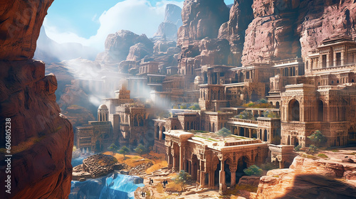 The visualization of the glorious city of Petra. generative AI