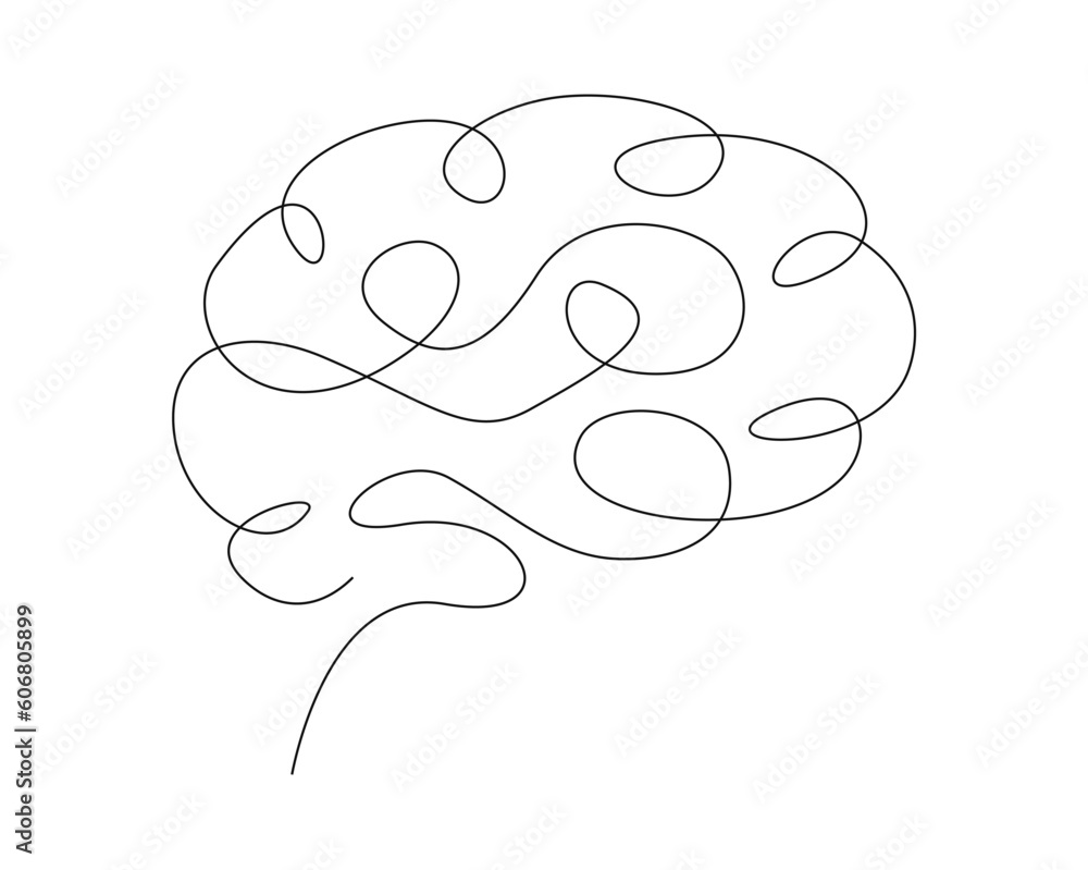 Continuous One Line Mental Chaos Brain Head Health Mind Art Sketch Doodle  Concept. Stress Therapy Problem Continuous One Line Drawing. A Single Stroke  of Healing Vector Drawing for Mental Well-being 28294826 Vector