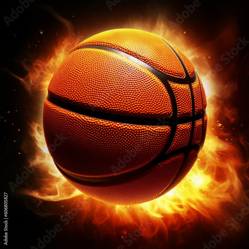 Illustration of Basketball on Fire  AI Generated