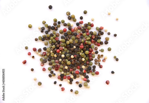 Canvas-taulu Colorful peppercorn mix isolated on white background, closeup
