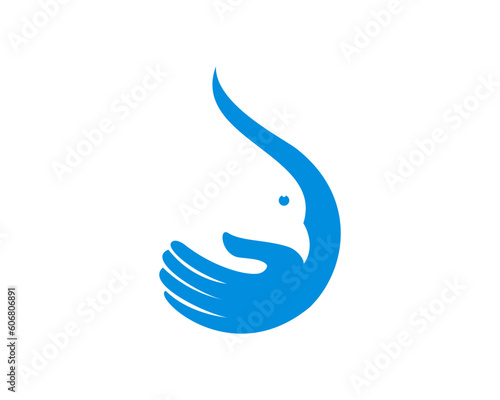 Hand care with bird head incorporate logo
