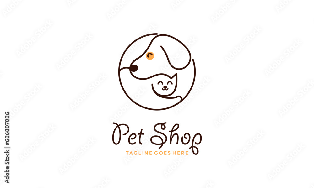 Pet Shop Logo Design in Monoline Style Pet Shop Logo Design in Monoline Style